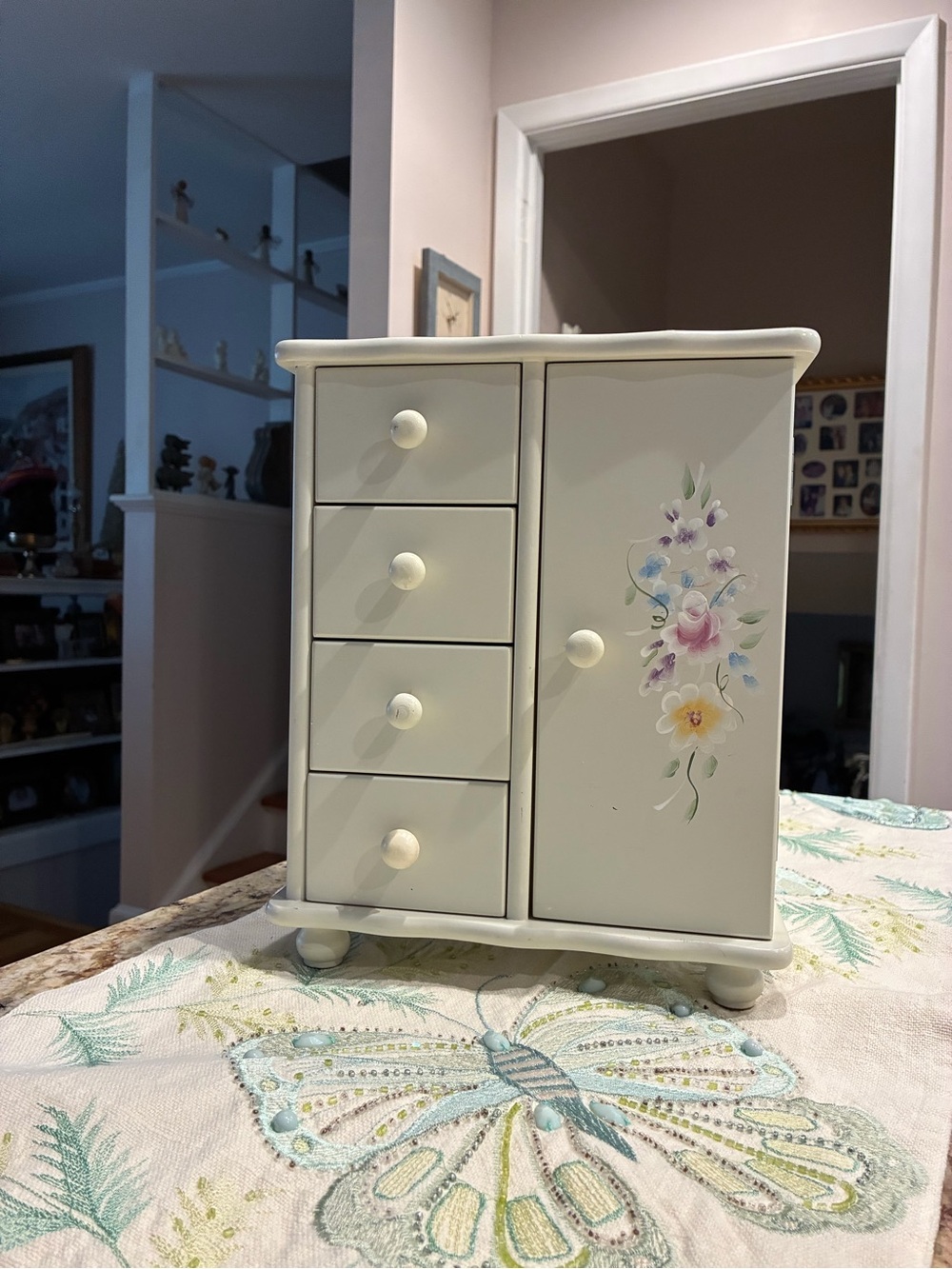 Floral Accent Jewelry Organizer Cabinet
